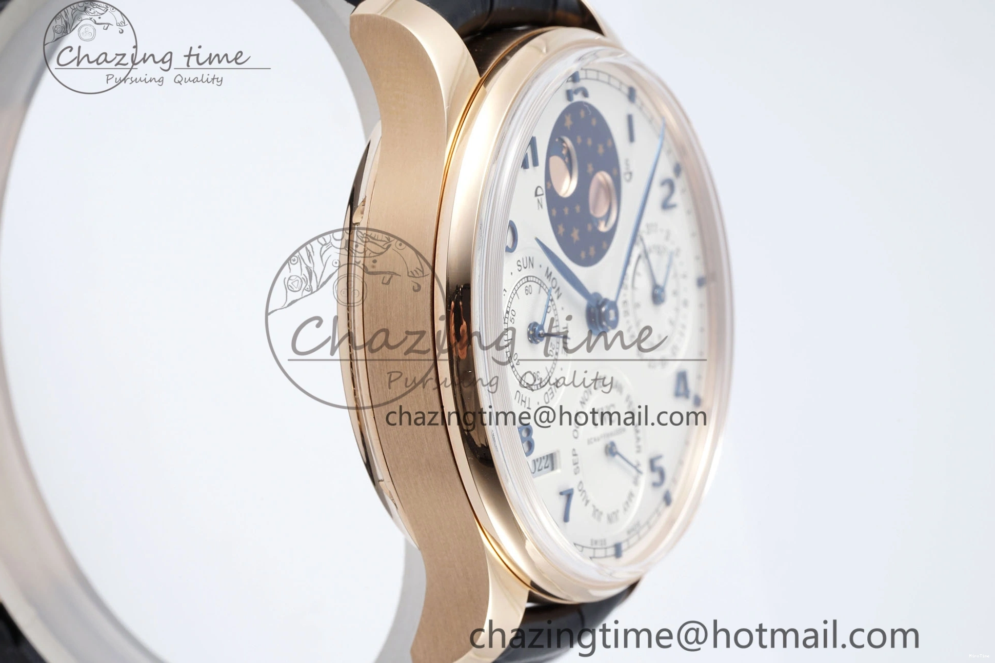 MIROTIME 1222 Portugieser Perpetual Calendar RG 5033 APSF 1:1 Best Edition White Dial on Black Leather Strap A52610 Clone TechFriendly 7043